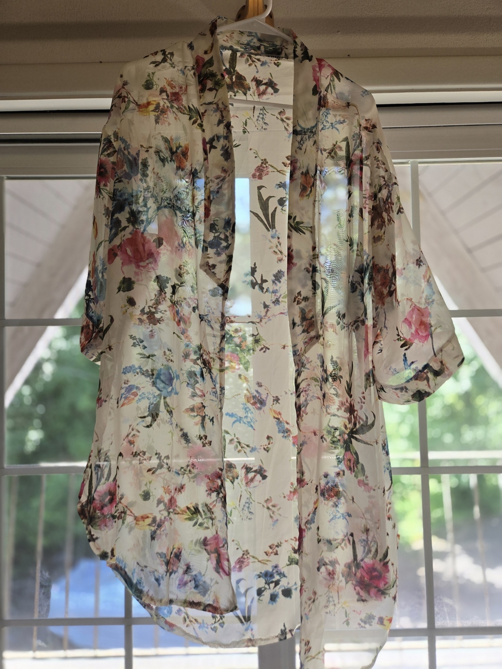 Cream Floral Caftan Robe L